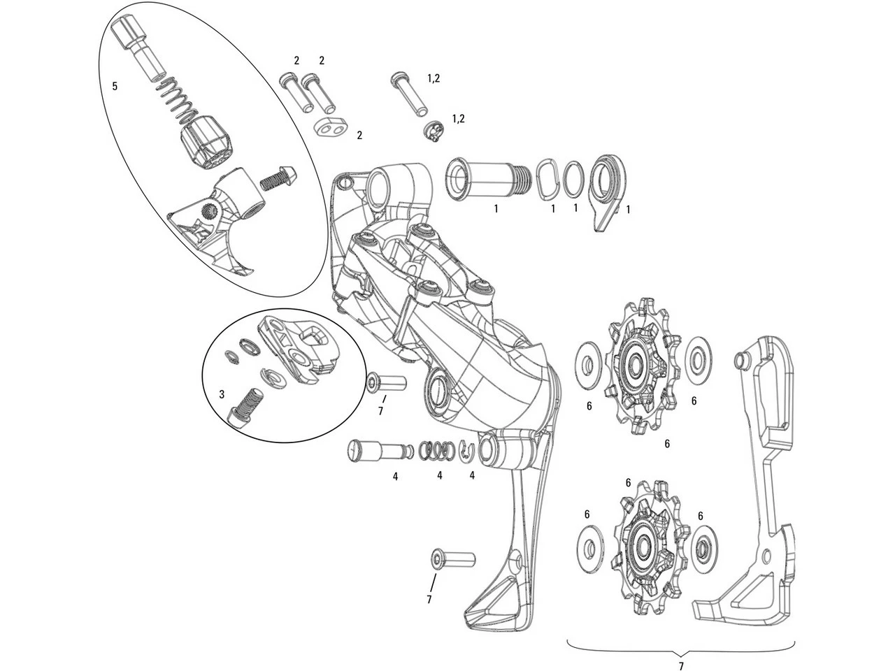SRAM Force 1, CX1 (2014) Rear Derailleur Spare Parts